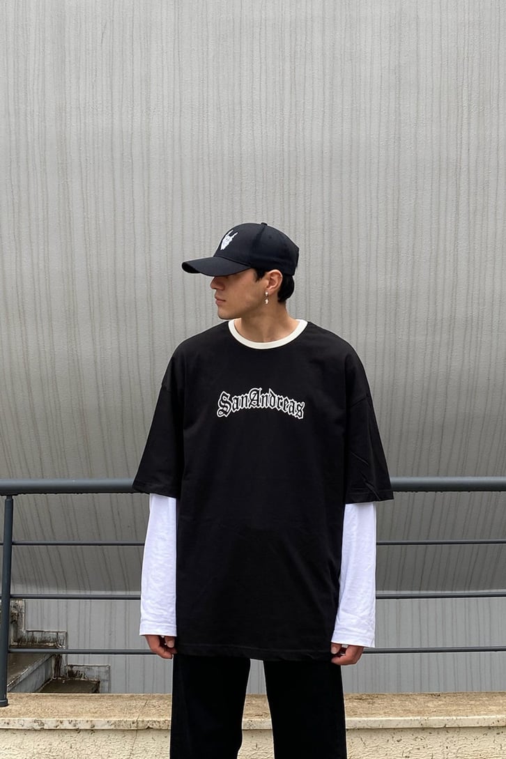 S.A City Siyah Oversize Premium Tshirt