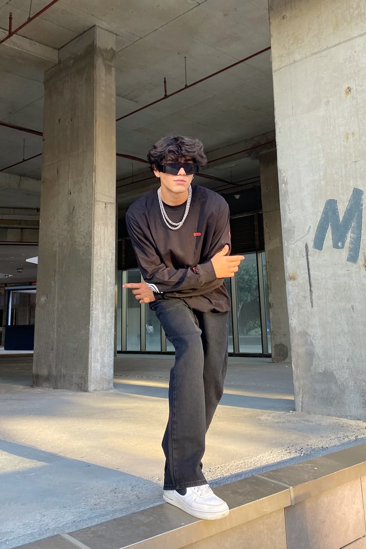 Sabotage Sırt Baskılı Koyu Gri Oversize Sweatshirt