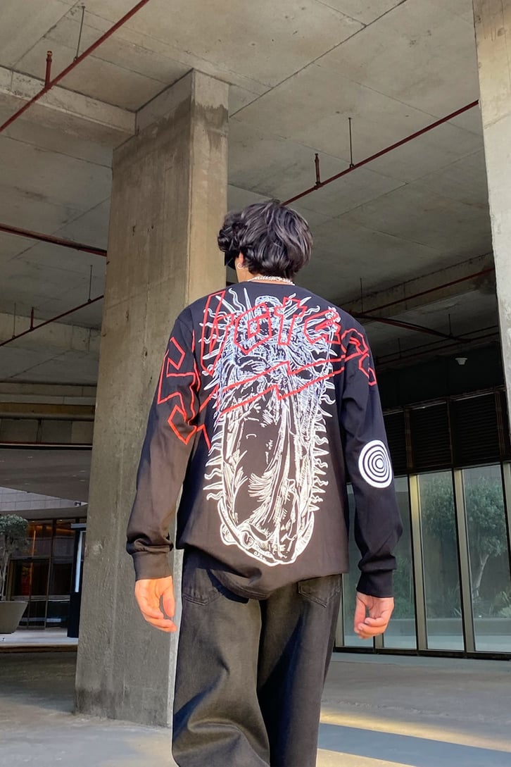Sabotage Sırt Baskılı Koyu Gri Oversize Sweatshirt