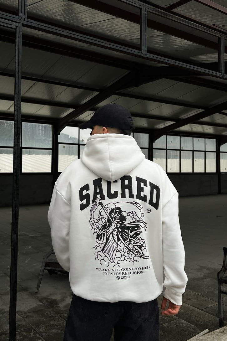 Sacred Sırt Baskılı Overesize Hoodie