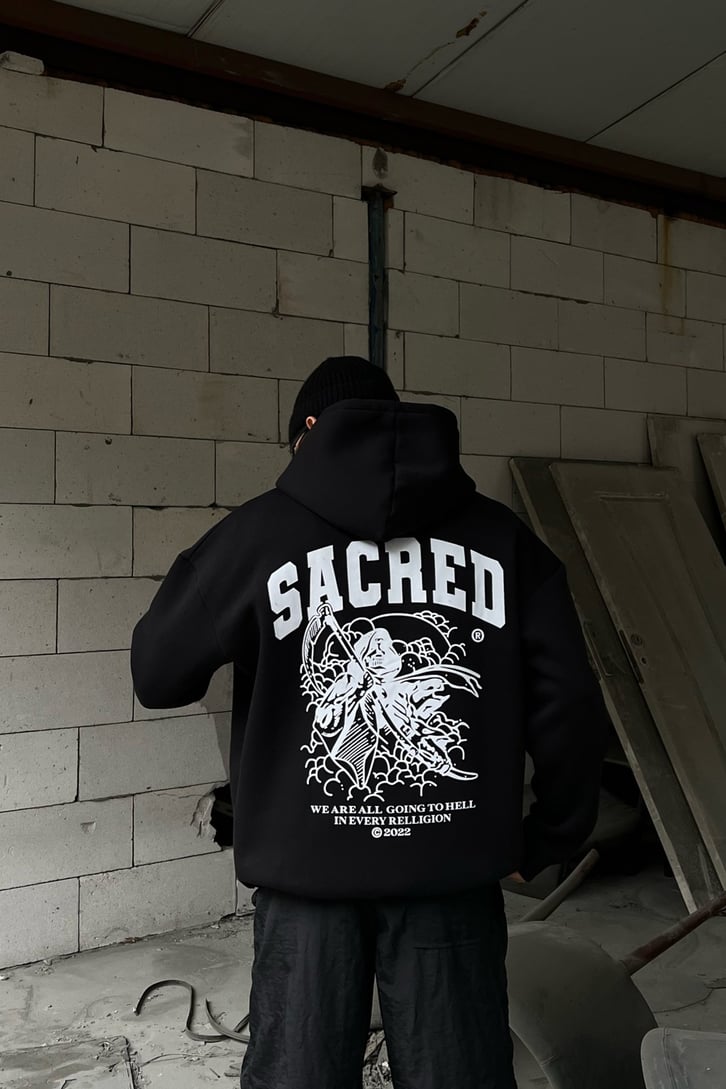Sacred Sırt Baskılı Overesize Hoodie