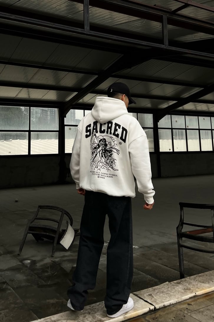 Sacred Sırt Baskılı Overesize Hoodie
