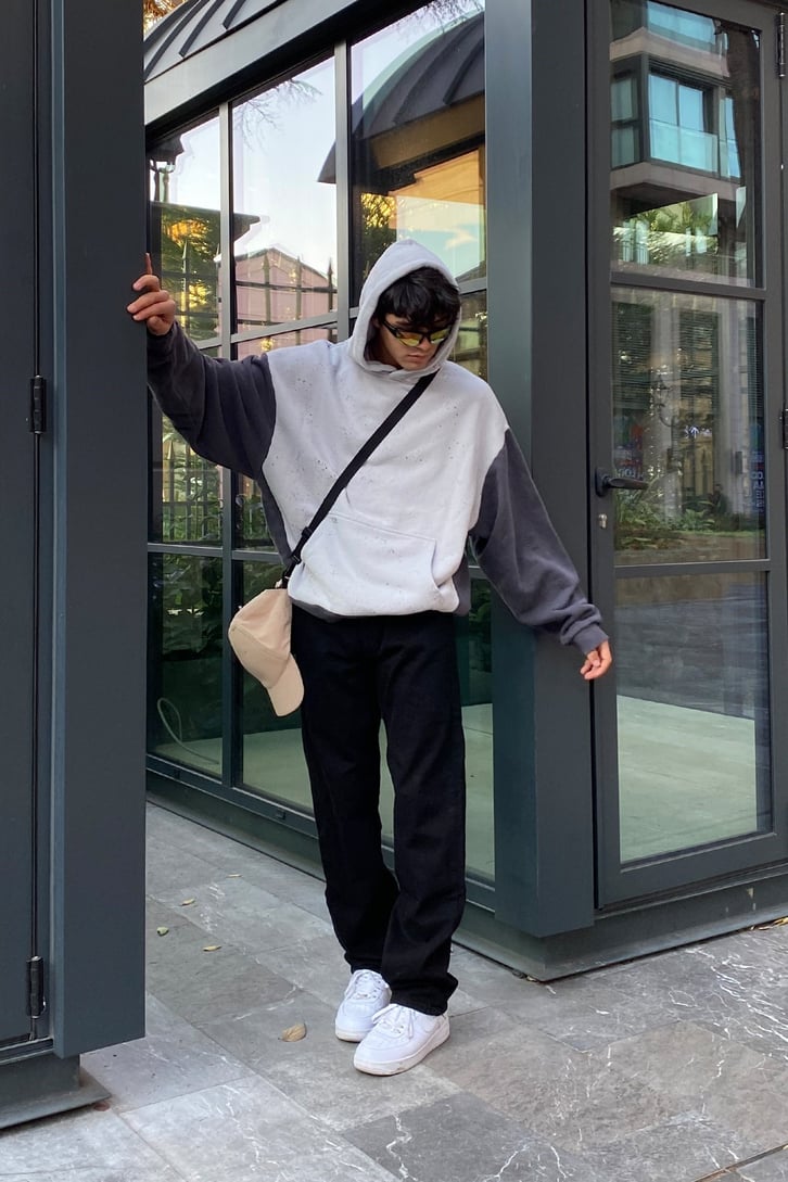 Sad Boy Printed Siyah Losse Fit Jean