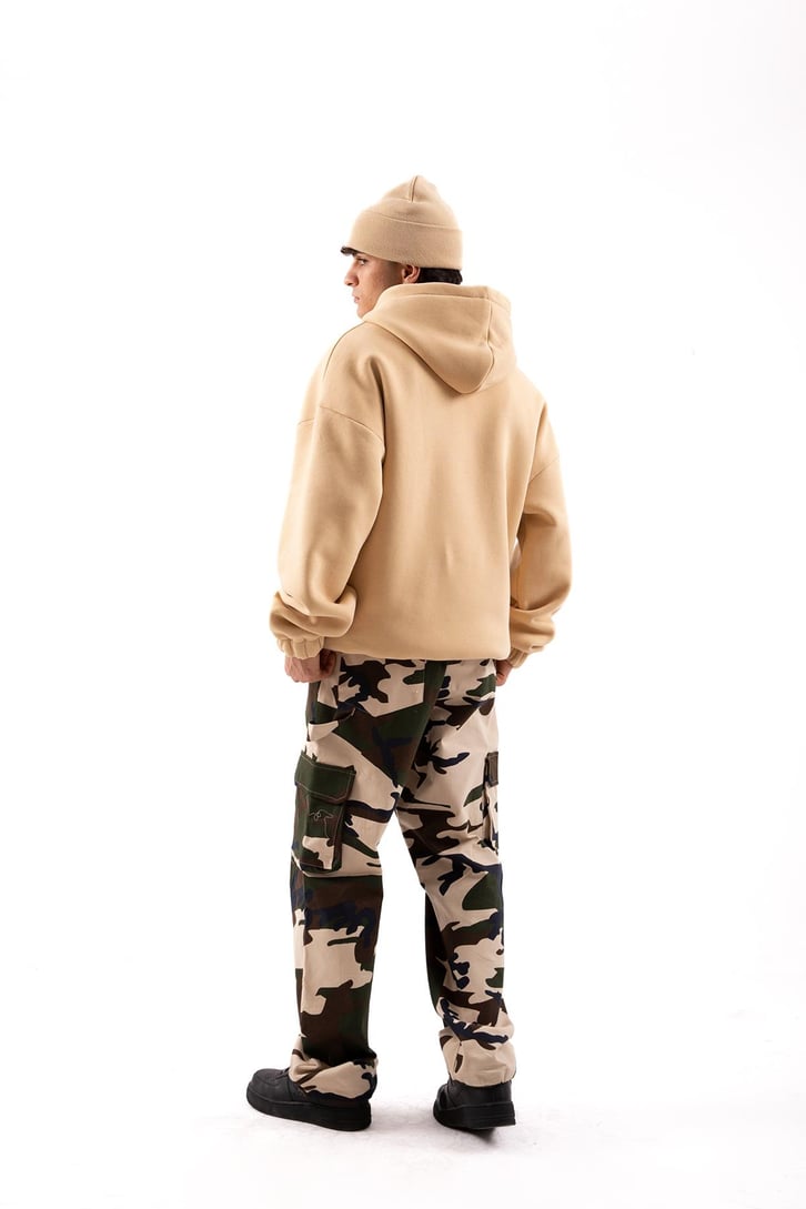 Sagcity Baskılı Camel Oversize Zip Hoodie