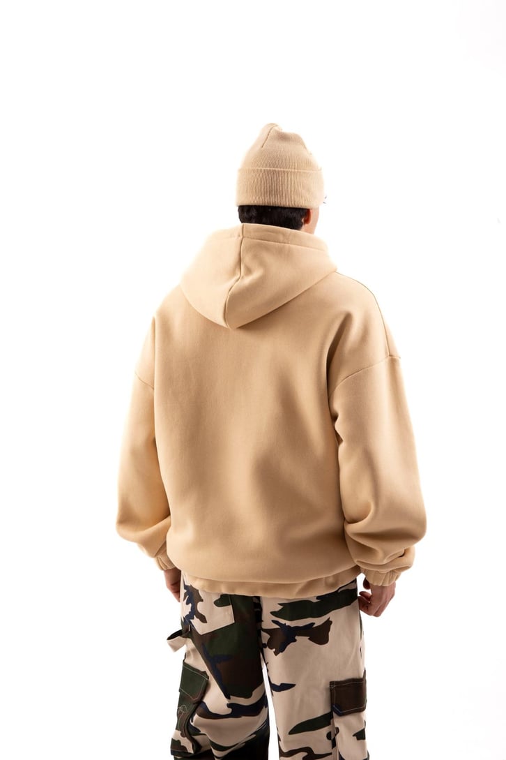Sagcity Baskılı Camel Oversize Zip Hoodie