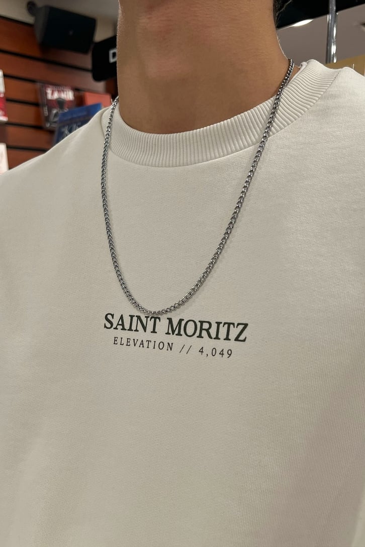 Saint Moritz Basklı Taş Rengi Oversize Sweatshirt