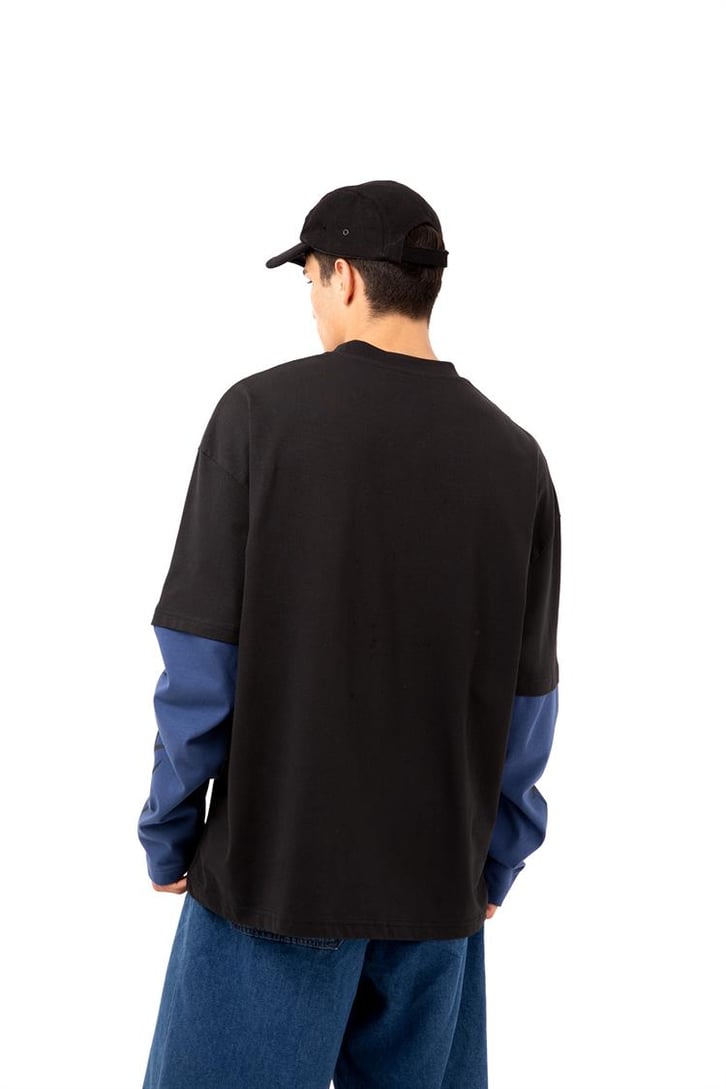 Salitude Baskılı Siyah Oversize Long Sleeve Tişört