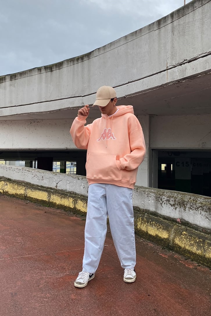 Salmon Chest Logo Printed Oversize Hoodie
