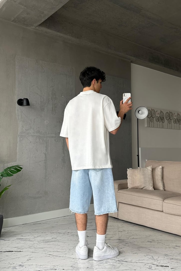 Sample Wıp Nakışlı Bebek Mavisi Oversize Tişört