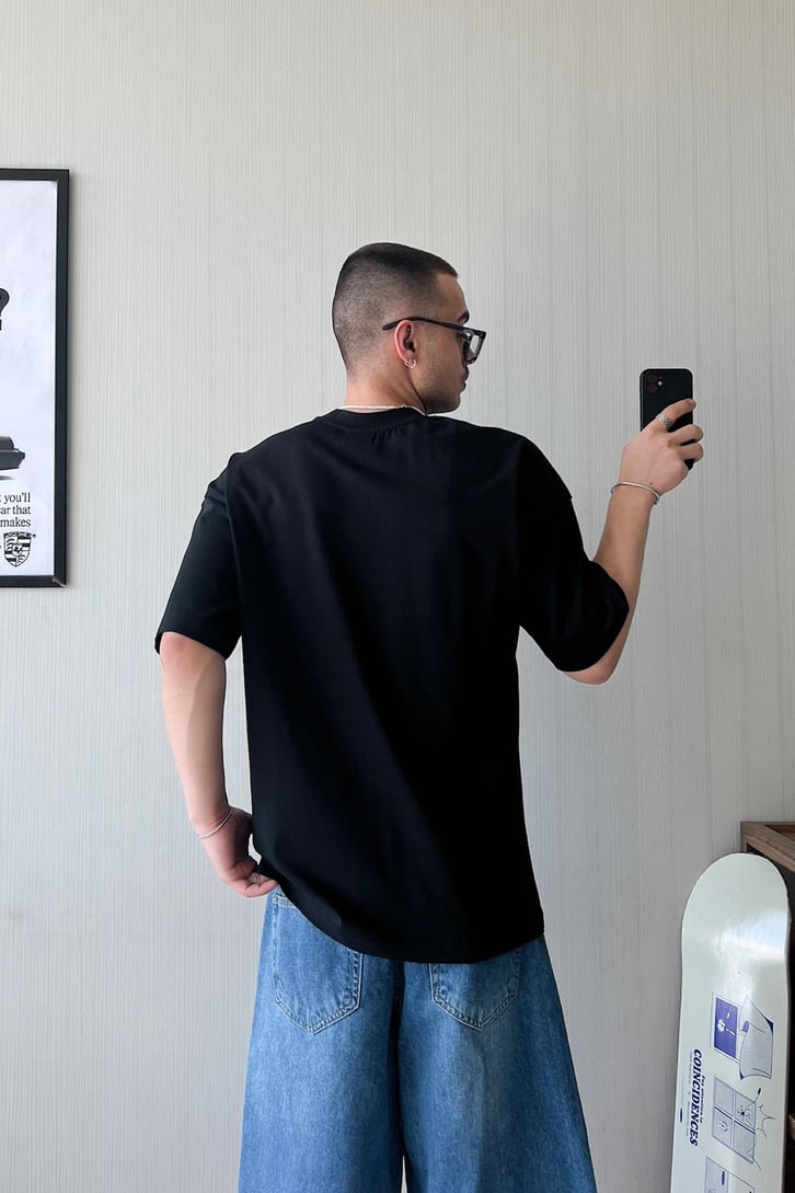 Samurai Nakışlı Oversize Tişört