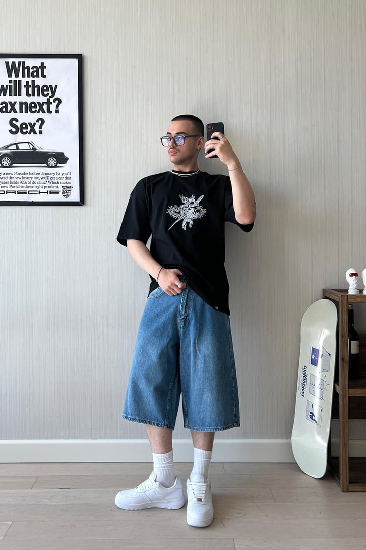 Samurai Nakışlı Oversize Tişört