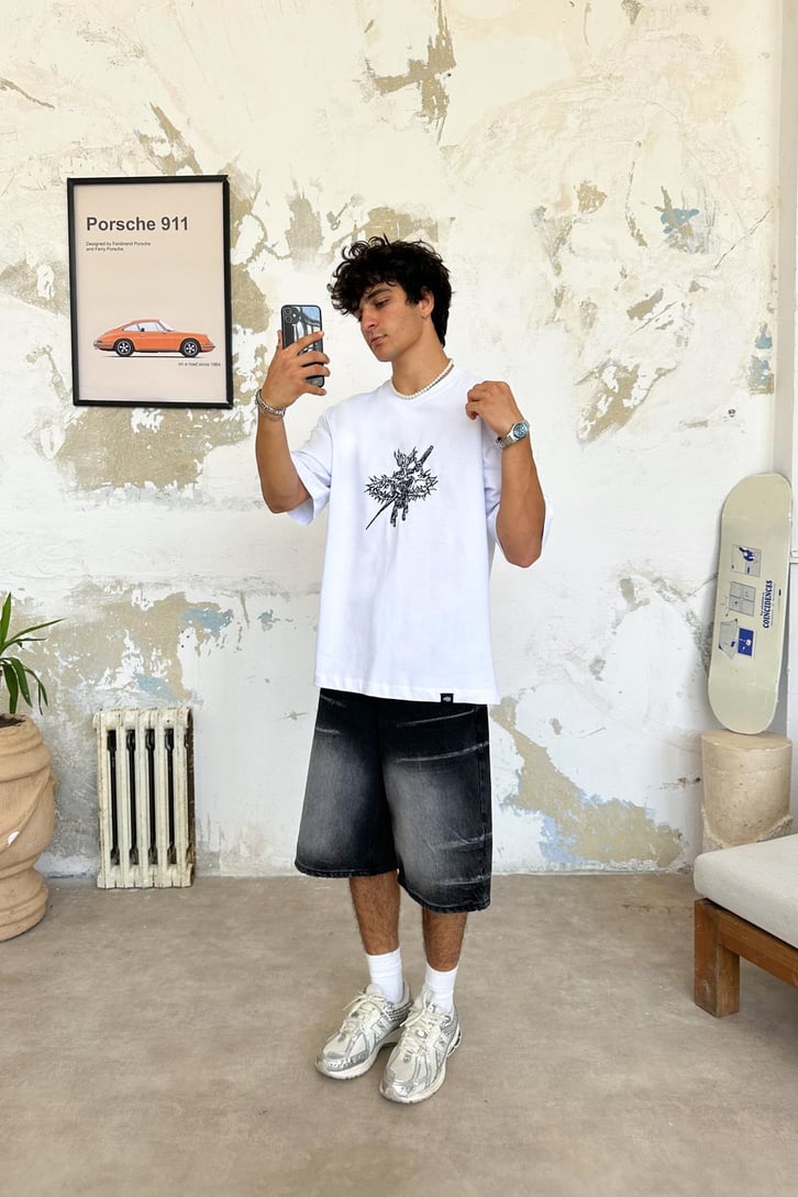 Samurai Nakışlı Oversize Tişört