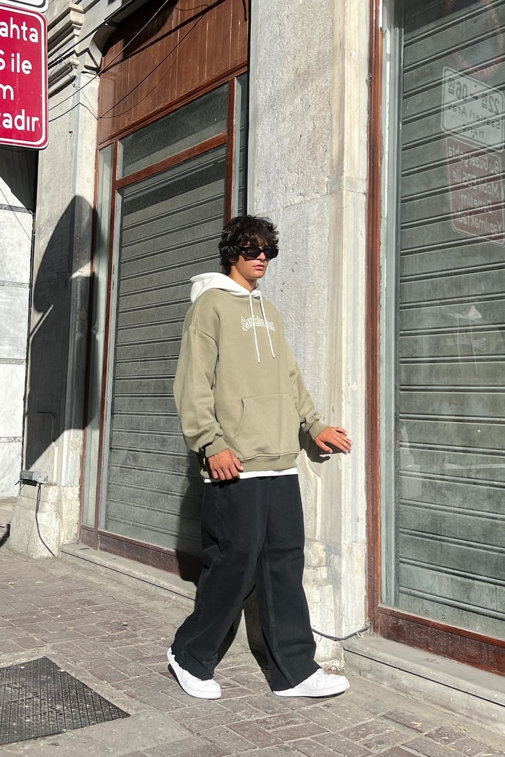 San Andreas Baskılı Oversize Sweatshirt