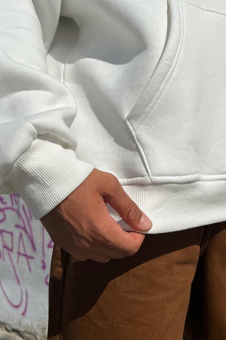 San Andreas Sırt Baskılı Beyaz Oversize Hoodie