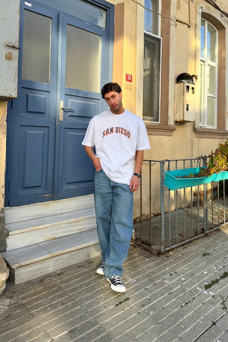 San Diego Baskılı Oversize Tişört
