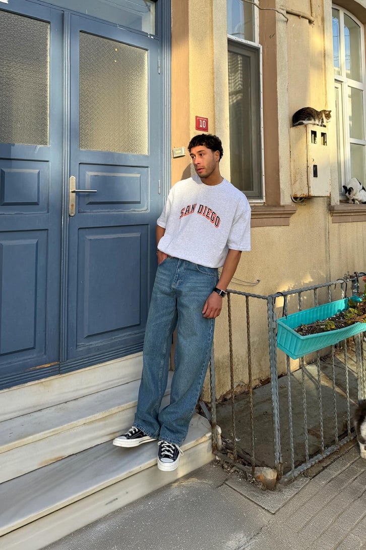 San Diego Baskılı Oversize Tişört