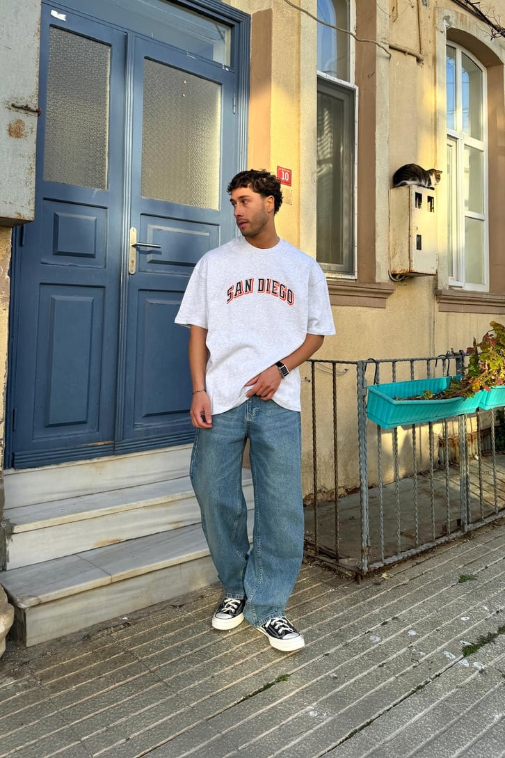 San Diego Baskılı Oversize Tişört