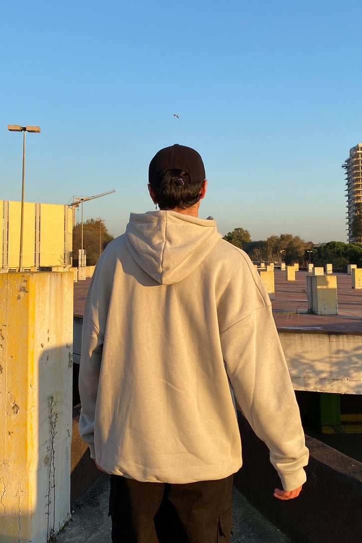 San Diego Oversize Printed Gri Hoodie
