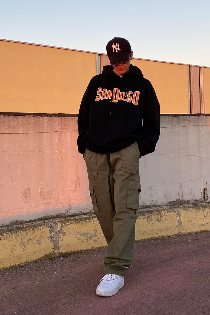 San Diego Oversize Printed Turuncu Hoodie