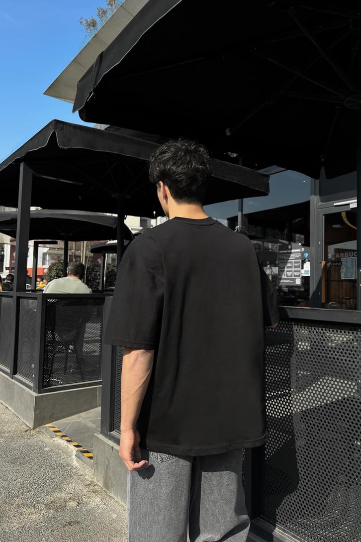 San Francısco Nakışlı Siyah Oversize Tişört