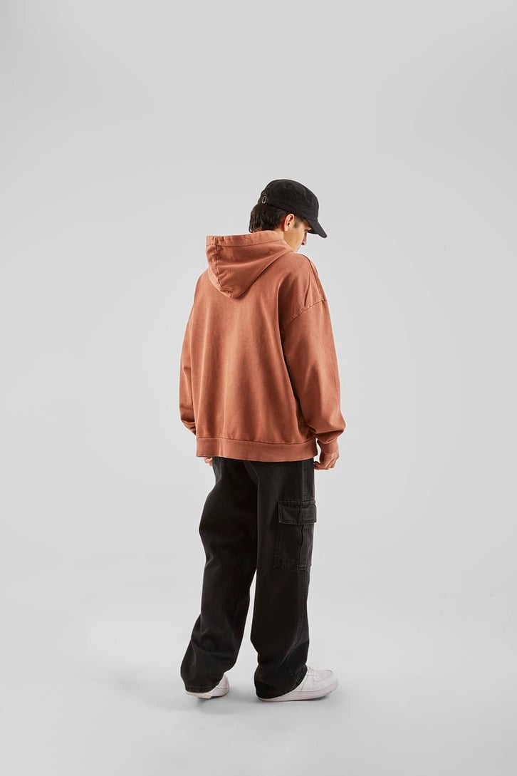 San Francisco Nakışlı Turuncu Oversize Hoodie