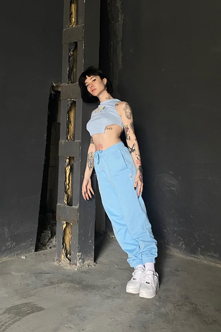 Sassy Angel Nakışlı Siyah Crop