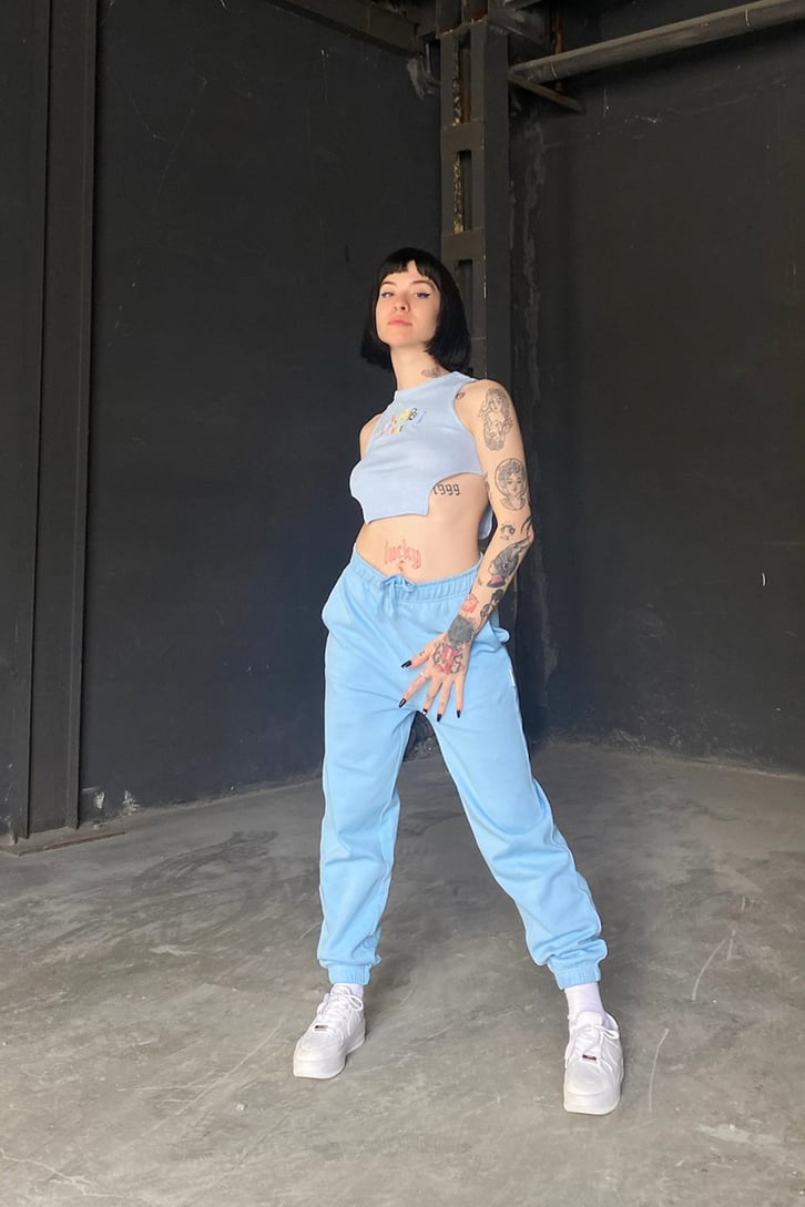 Sassy Angel Nakışlı Siyah Crop