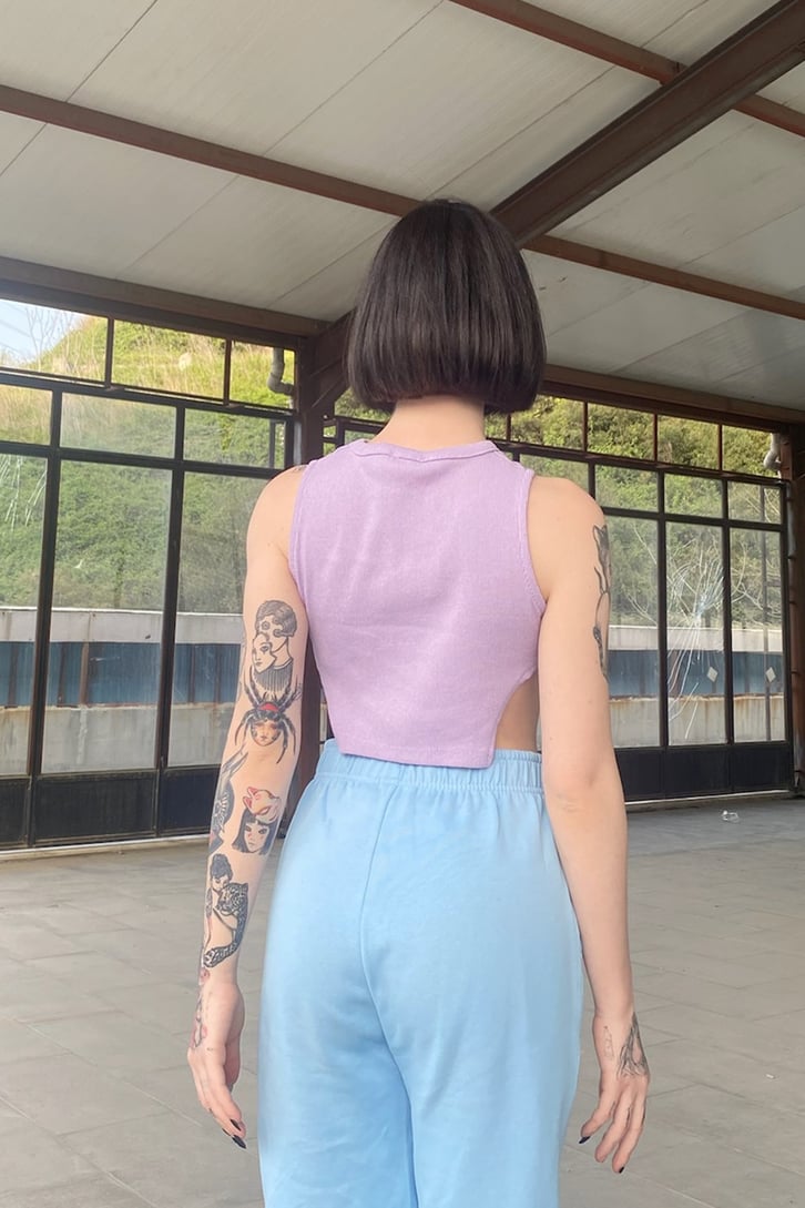 Sassy Angel Nakışlı Siyah Crop