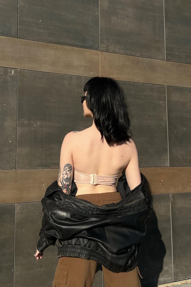 Saten Beyaz Büstiyer Crop