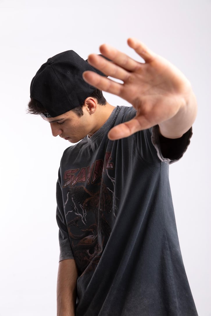 Savage Baskılı Acid Wash Oversize Tshirt