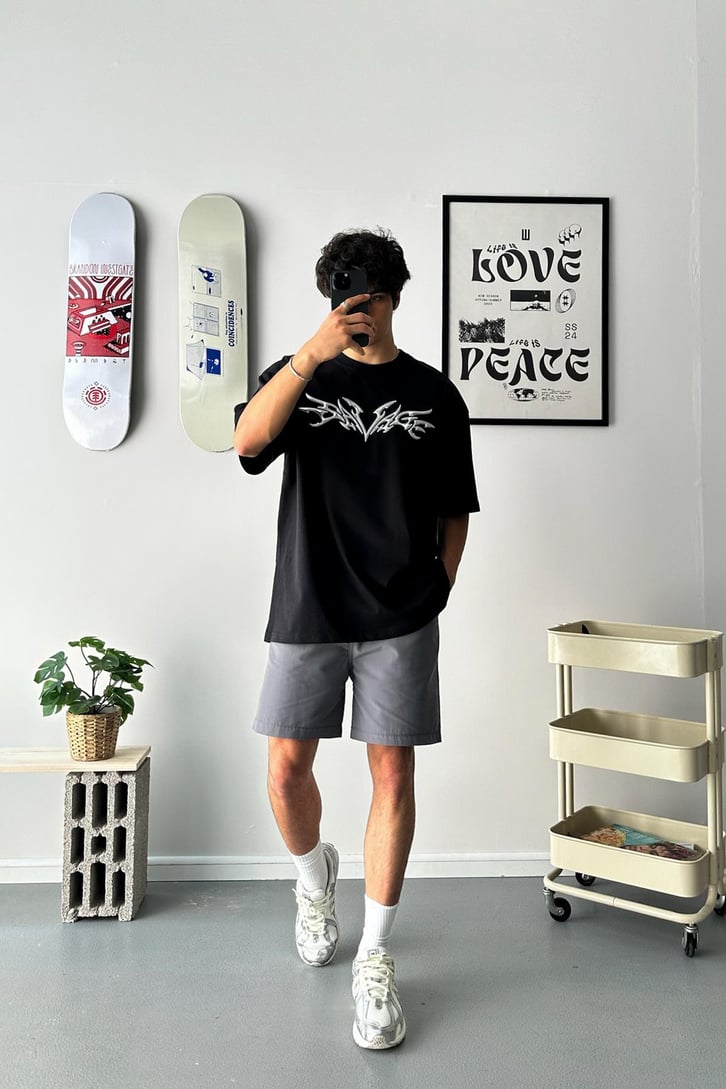Savage Puff Baskılı Oversize Tişört