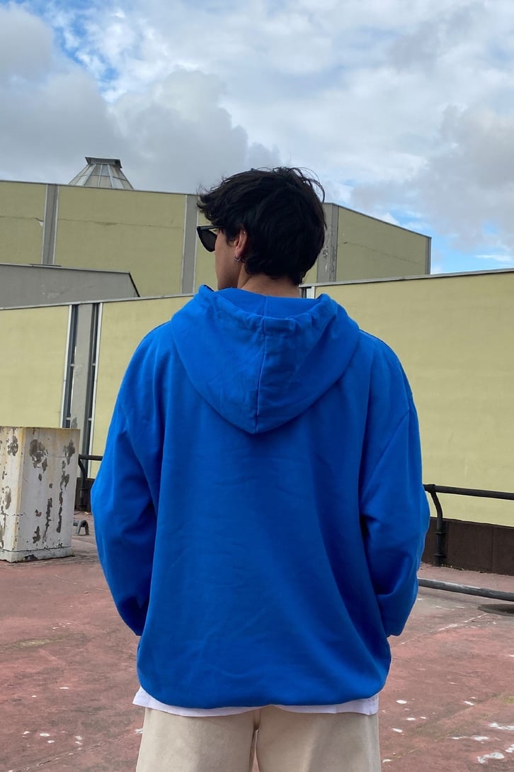 Saxon Blue Chest Logo Oversize Premium Hoodie