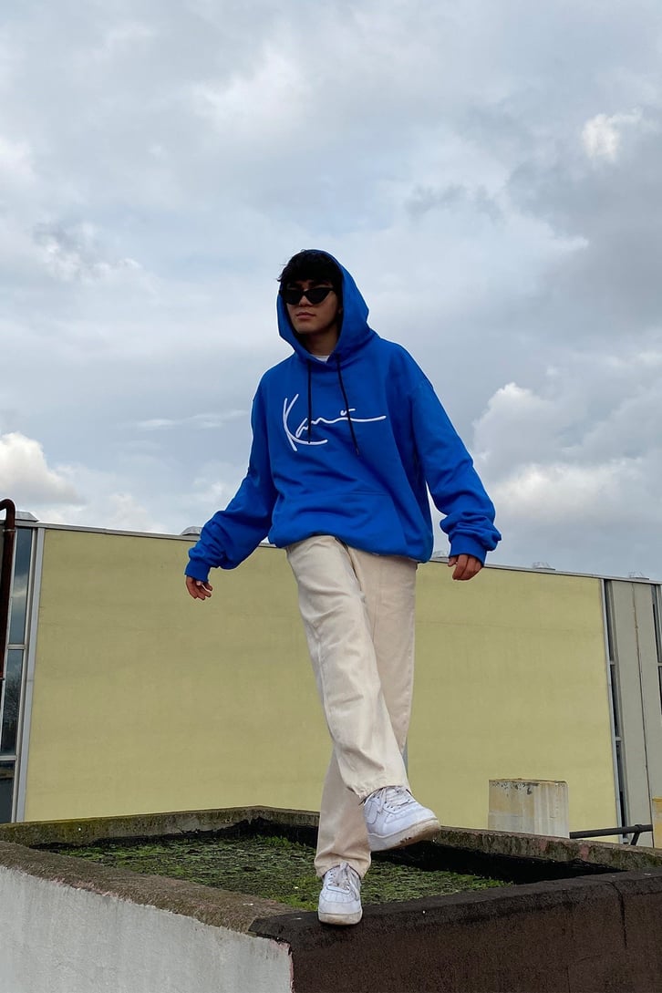 Saxon Blue Chest Logo Oversize Premium Hoodie