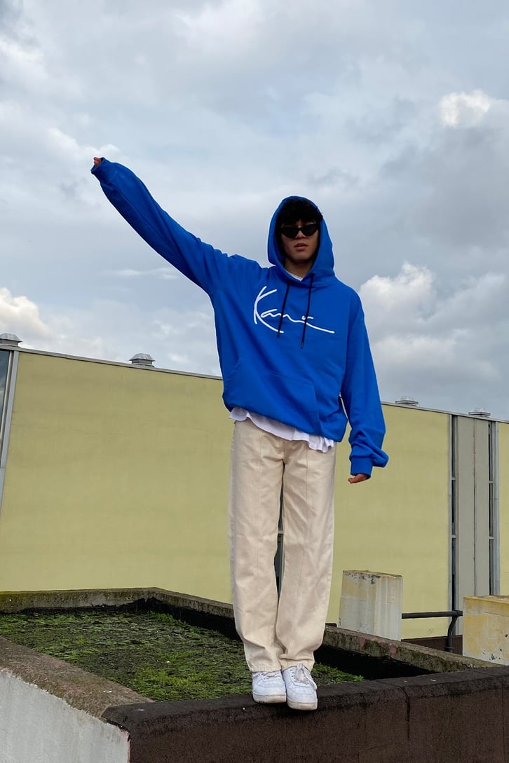 Saxon Blue Chest Logo Oversize Premium Hoodie
