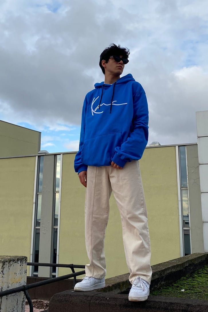 Saxon Blue Chest Logo Oversize Premium Hoodie