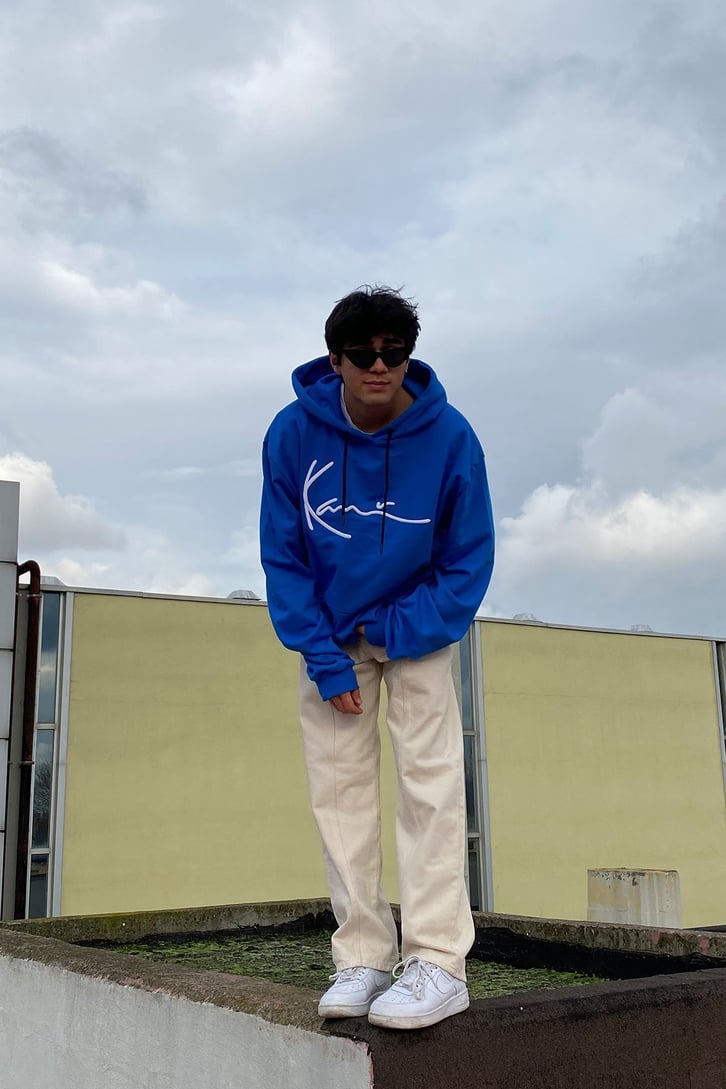 Saxon Blue Chest Logo Oversize Premium Hoodie