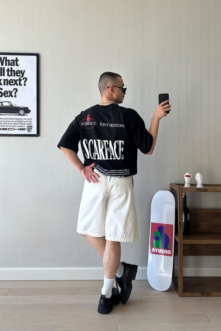 Scarface Baksılı Oversize Tişört