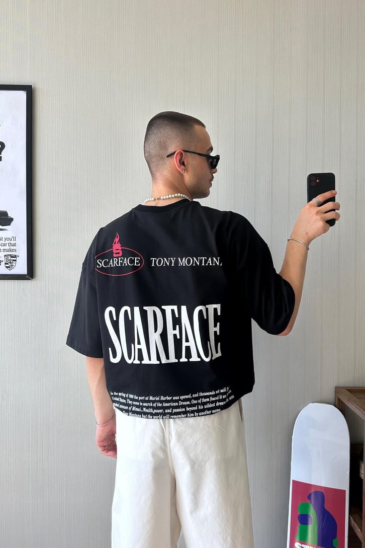 Scarface Baksılı Oversize Tişört