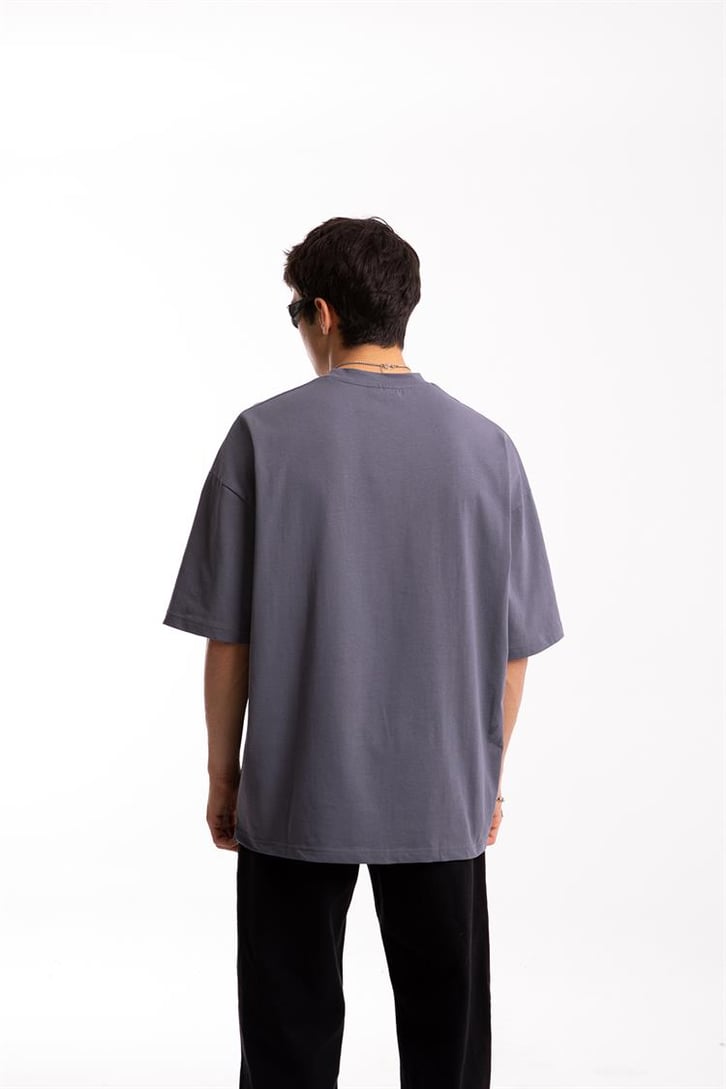 Secret Arabic Nakışl Füme Oversize Tshirt