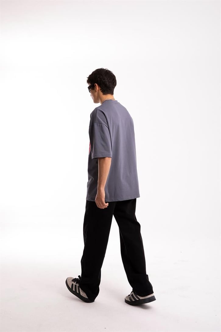Secret Arabic Nakışl Füme Oversize Tshirt
