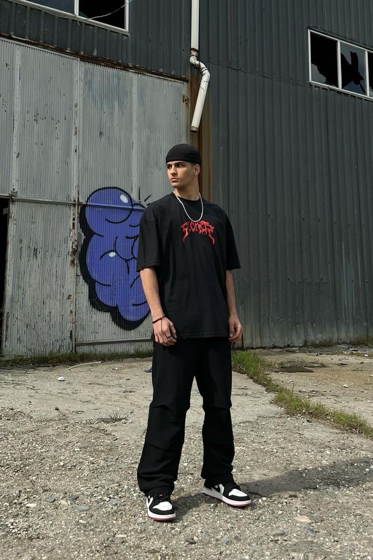 Secret Baskılı Oversize Tshirt
