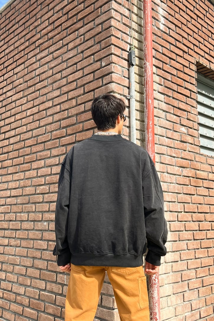 Seringac Nakışlı Siyah Oversize Sweatshirt