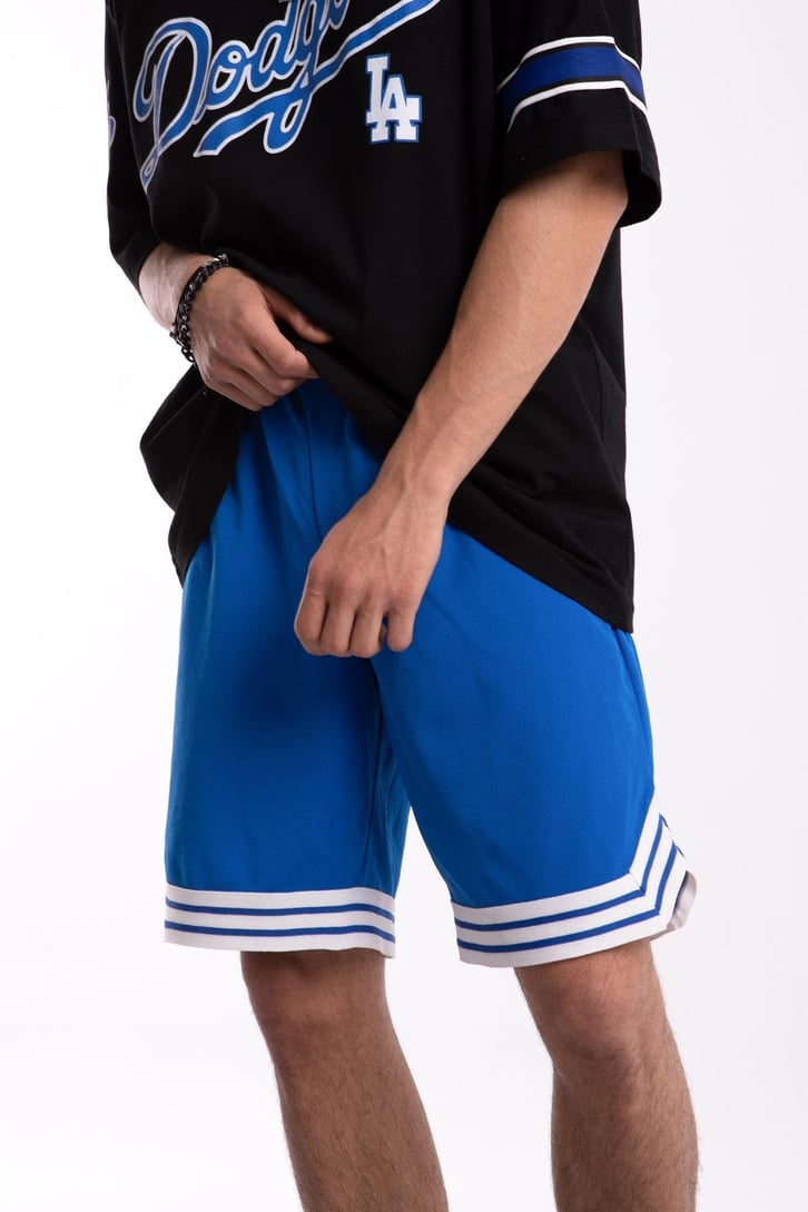 Şeritli Basic Saks Mavisi Şort