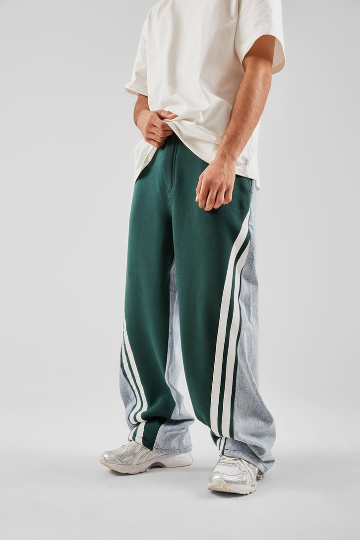 Şeritli Double Color Baggy Eşofman Altı