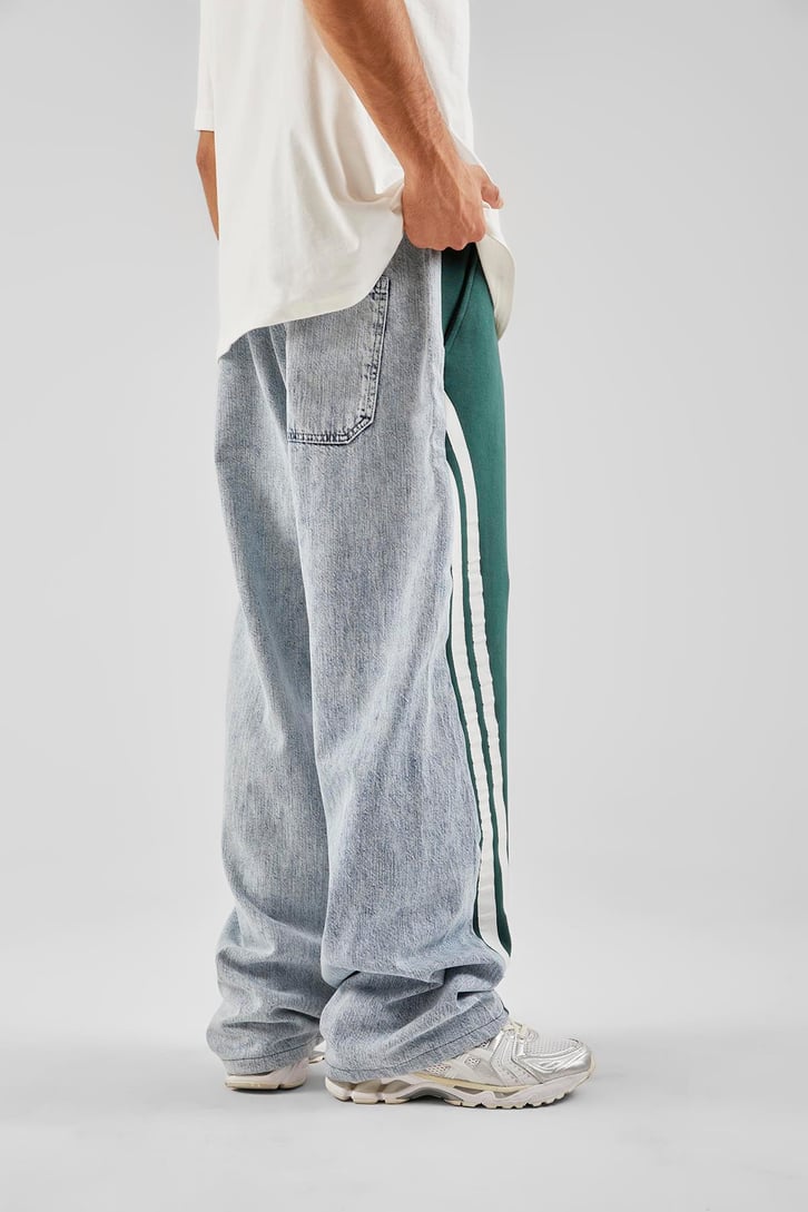 Şeritli Double Color Baggy Eşofman Altı