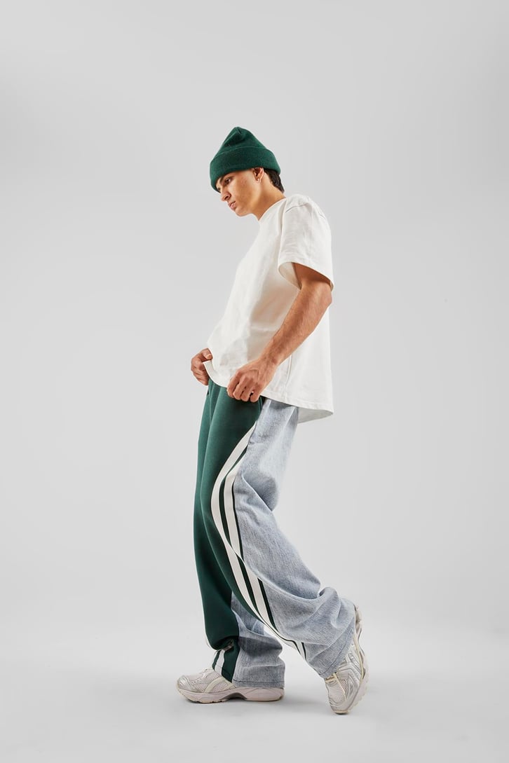 Şeritli Double Color Baggy Eşofman Altı
