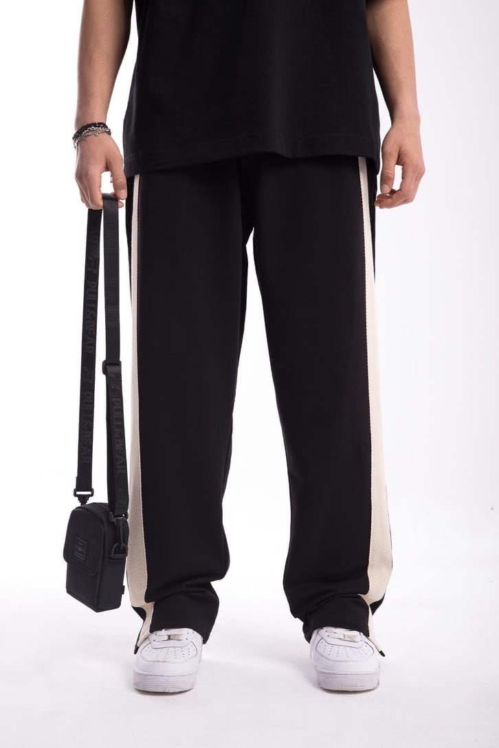 Şeritli Yırtmaç Detay Outfit Eşofman Altı