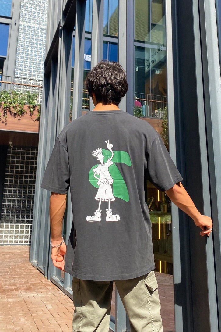 Seven Up Baskılı Siyah Oversize Tshirt