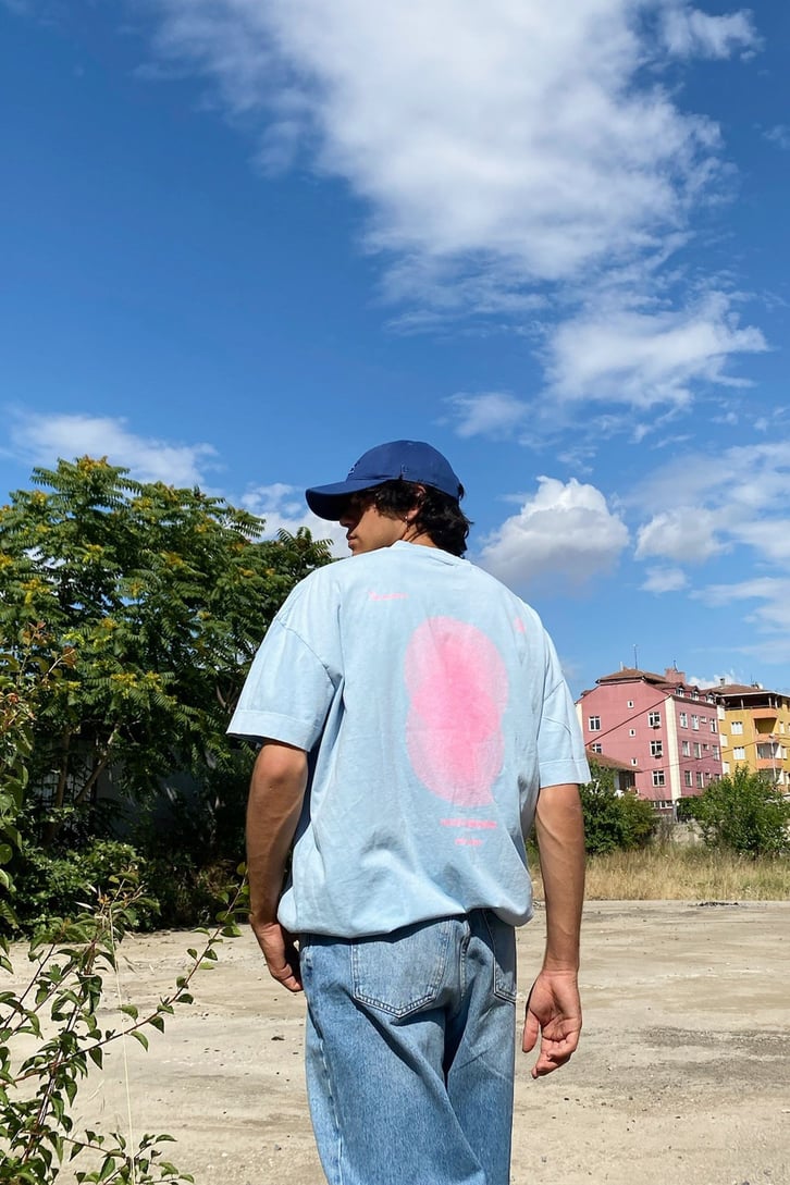 Shapes Sırt Baskılı Buz Mavisi Oversize Tshirt