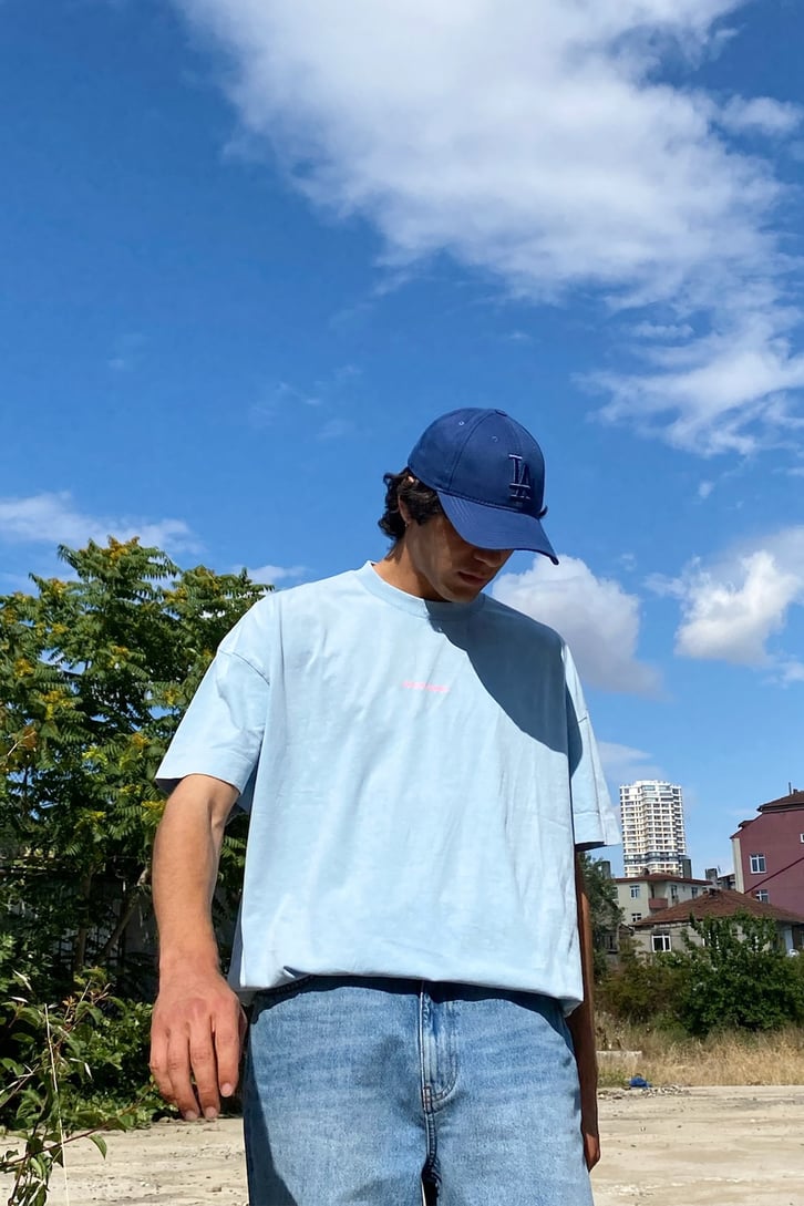 Shapes Sırt Baskılı Buz Mavisi Oversize Tshirt